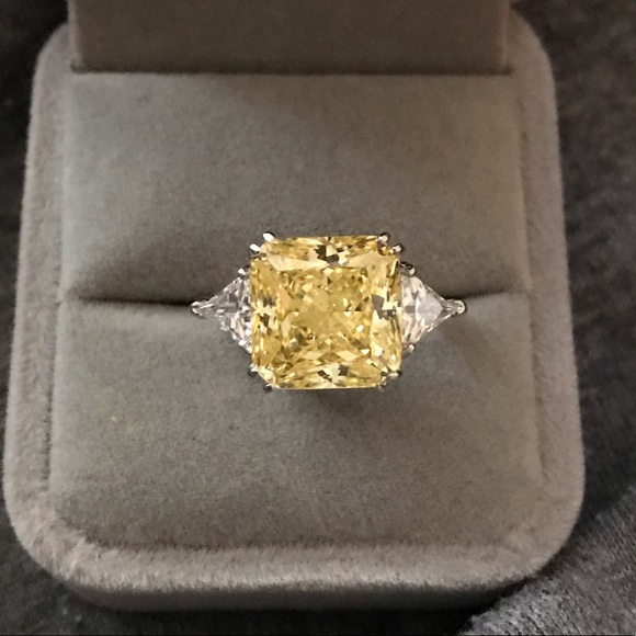 8ct Radiant Cut Canary Ring - Picture 14 of 15